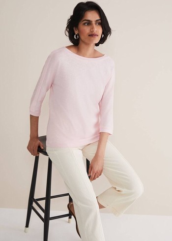 Phase Eight Belle Scoop Neck T Shirts Pink Canada | IWGVHQ-710